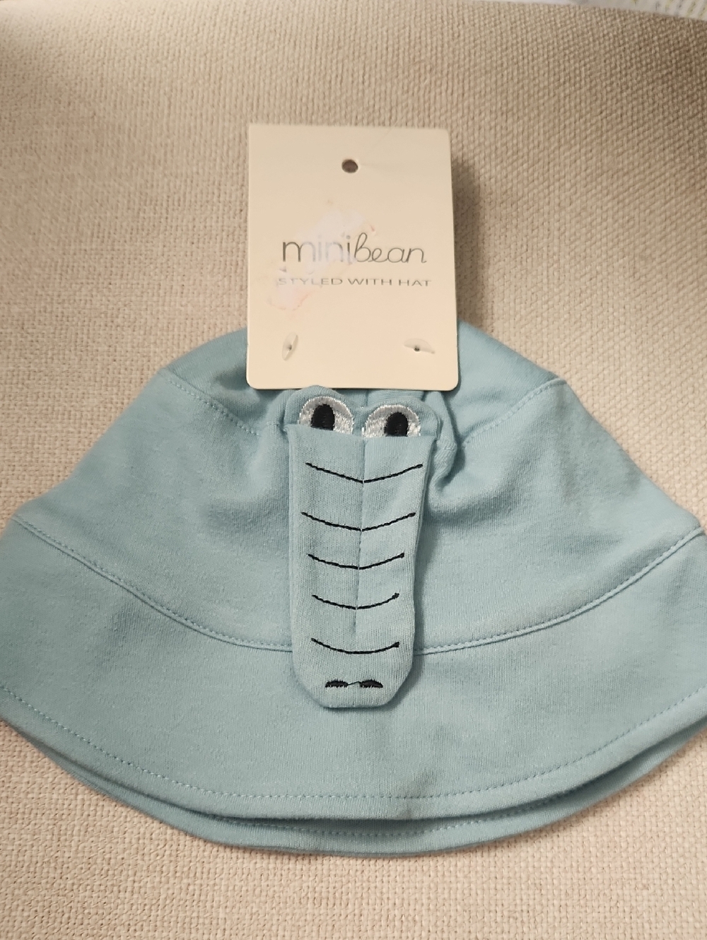 Light Blue Kids Bucket Hat with Crocodile Applique